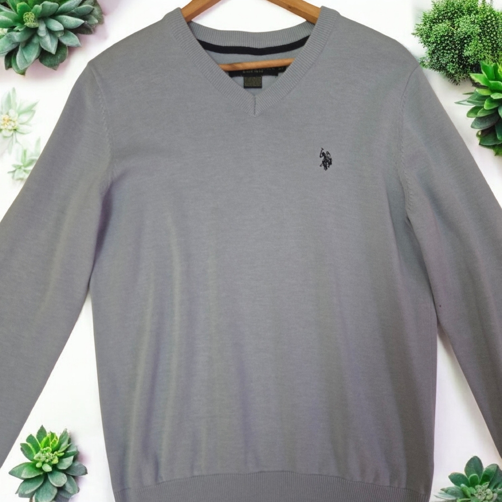 U.S. Polo Assn. Light Gray V-Neck Sweater